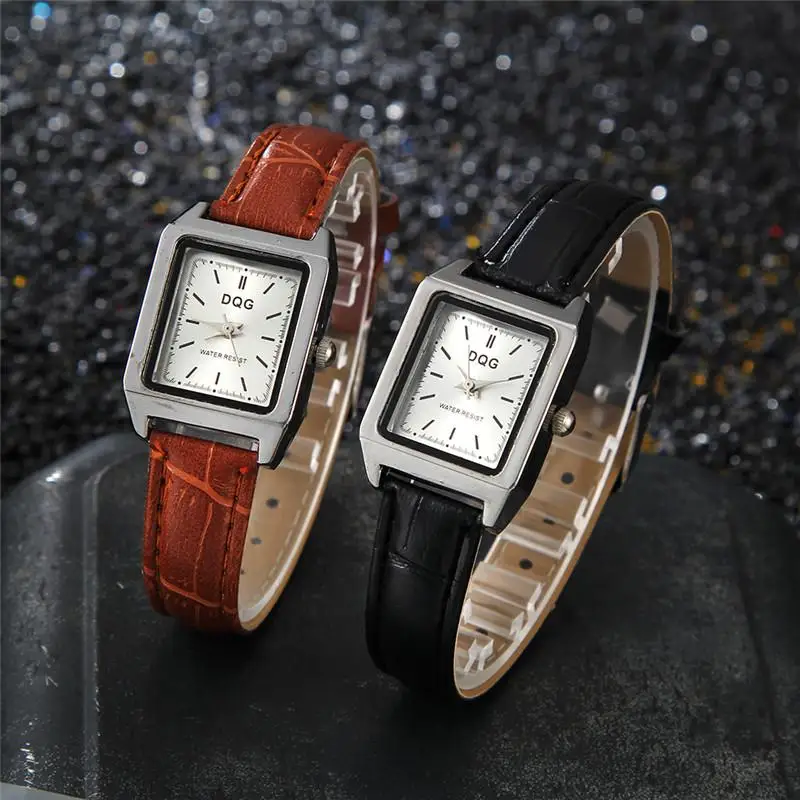 Elegant Ladies Wrist Watches 2021 Luxury Brand Women Fashion Brown Watch Classic Retro Square Female Quartz Leather Dress Clock