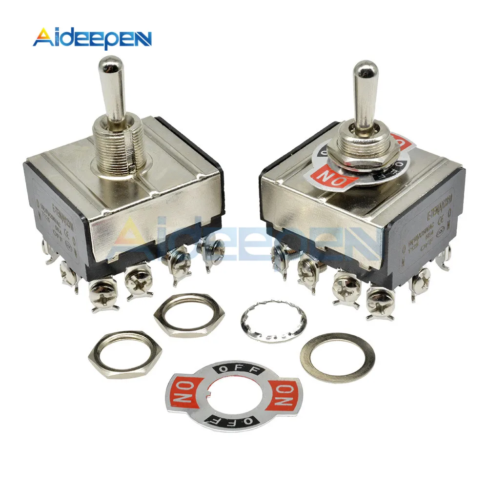 Mini Auto Toggle Switch AC 250V 16A 2/3/4/6/12 Pin ON-OFF ON-ON ON-OFF-ON 2/3 Position Copper/Silver Contact