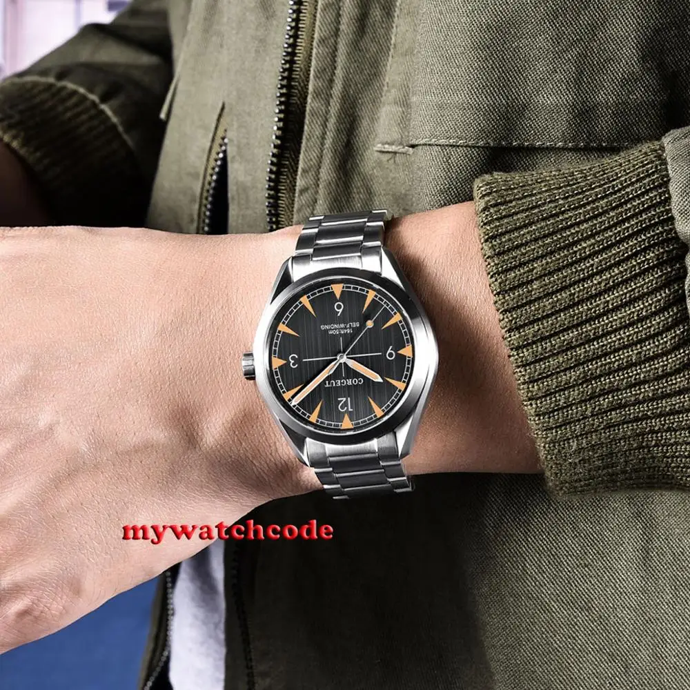 Luxury Top Corgeut 41มม.สีขาว Dial ชายนาฬิกา Miyota 8215 NH35A อัตโนมัติ Mechanical Sapphire Glass นาฬิกาข้อมือ