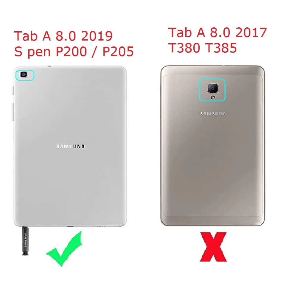Folio Coque for Samsung Galaxy Tab A 8.0 2019 S Pen SM-P200 P205 Case Magnetic Smart PU Auto-Sleep for Samsung P200 Stand Cover
