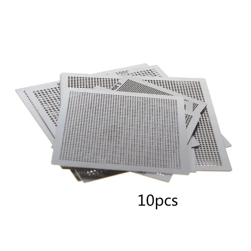 10Pcs/set BGA Reballing Universal Stencil Template Kit for Computer IC Chip Repair Stencils Parts