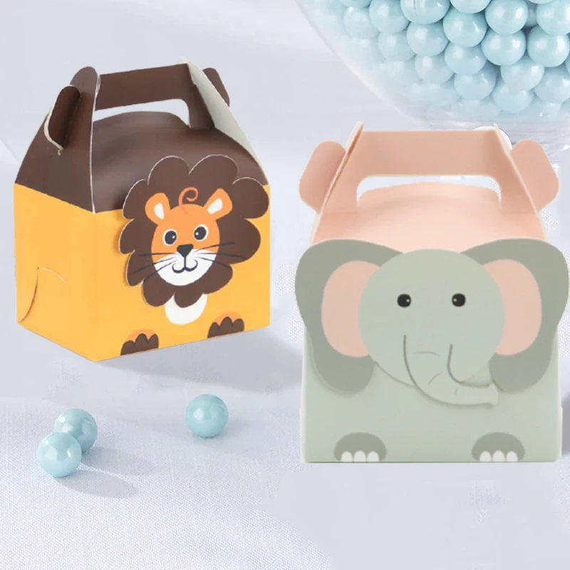 

50Pcs Cartoon Jungle Safari Animal Candy Box Gift Box for Kids Birthday Baby Shower Wedding Favor Gift Treat Boxes Party Decor