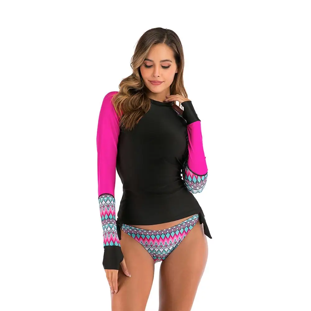 Maillot de bain à rayures à manches longues pour femmes, vêtements de surf dans, séchage rapide, résistant au soleil, grand, nouveau, 3, 4