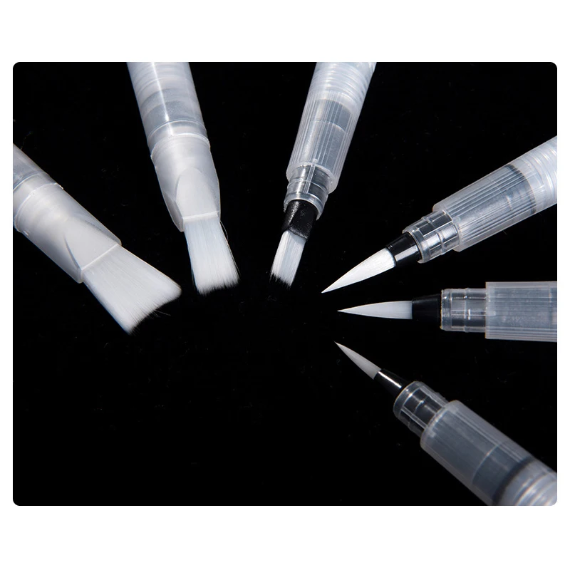 DIY Art Water Color Brush Refillable Pen Students Drawing Art Tool For Office Stationery Kids Painting Calligraphy Supplies 6pc