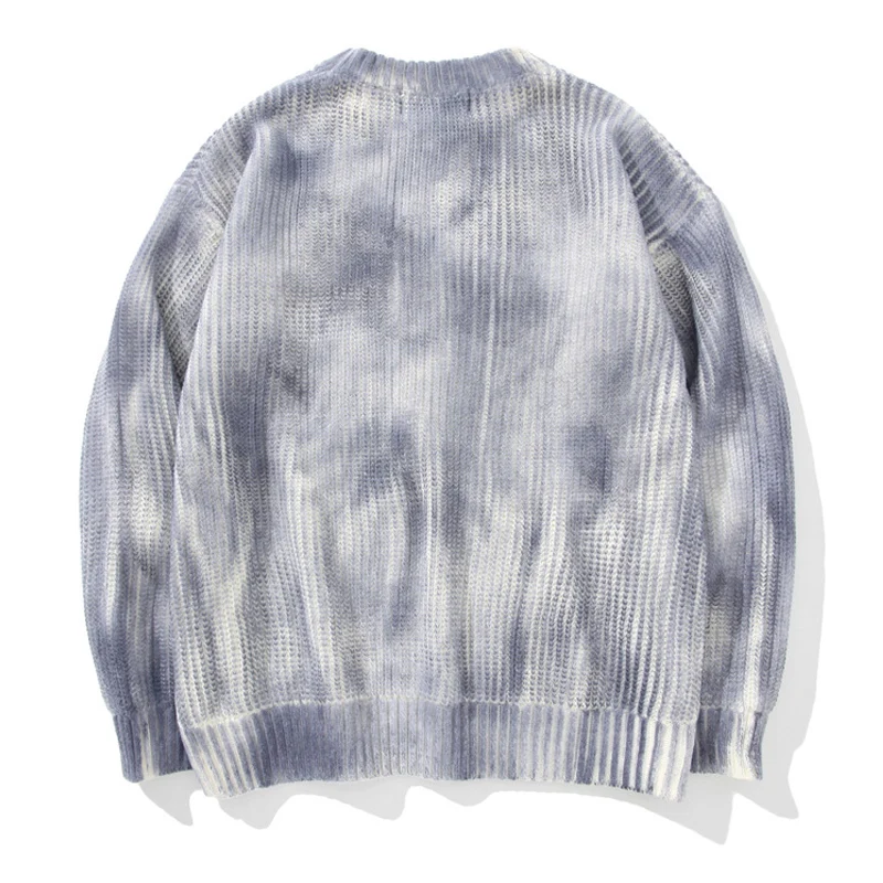 Long Sleeve Japanese Style Tie-dye Hemp Pattern Hiphop Oversized Streetwear Men Sweaters Winter Clothes Mens 2020 Pullover Tops