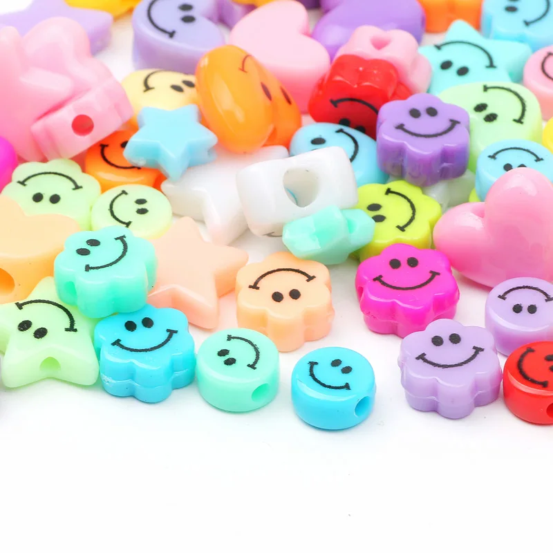 20/40/60/80pcs Colorful Resin Beads Smiling Loose Spacer Beads For Jewelry Making DIY Earrings Necklaces Bracelets Accessories