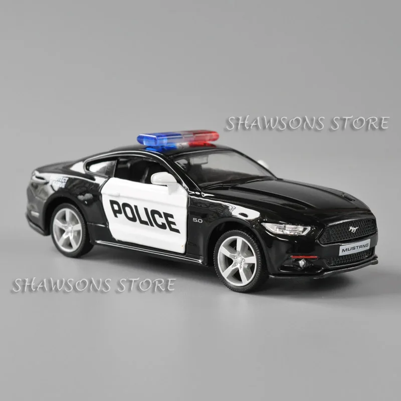 

1:36 Diecast Model Car Toy Ford Mustang 2015 Police Patrol Wagon Pull Back Miniature Replica