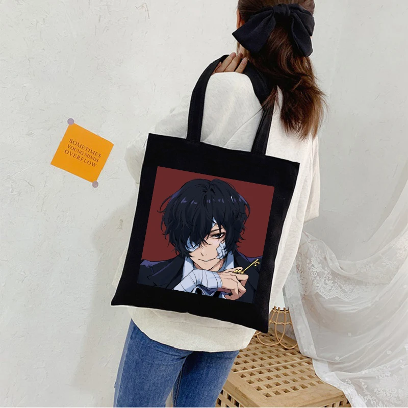 Japanese Anime Bungo Stray Dog Osamu Dazai Canvas Bag Goth Shopper Large Capacity Women Bag Vintage Shoulder Bag Classic Handbag