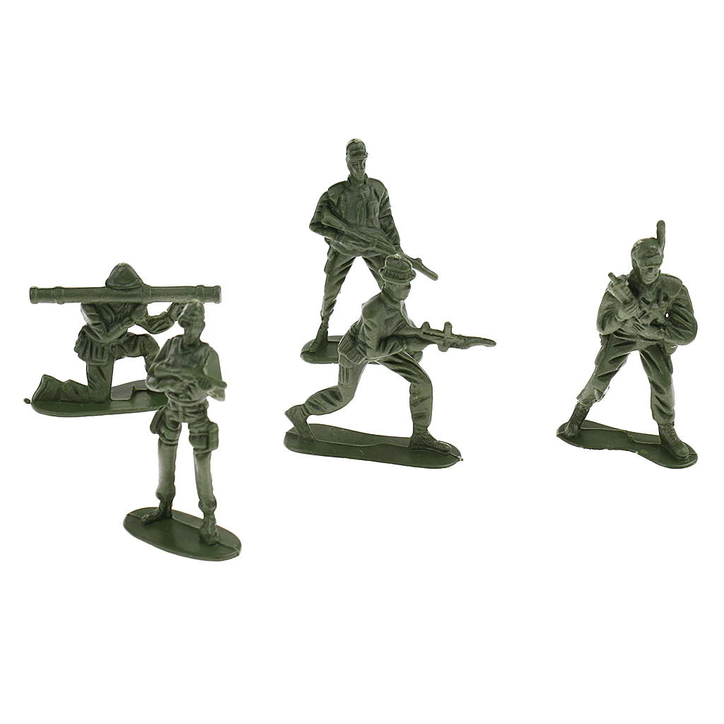 Figuras de acción de soldados de la Segunda Guerra Mundial, 100 Uds., 5cm, juego de hombres del ejército, verde militar