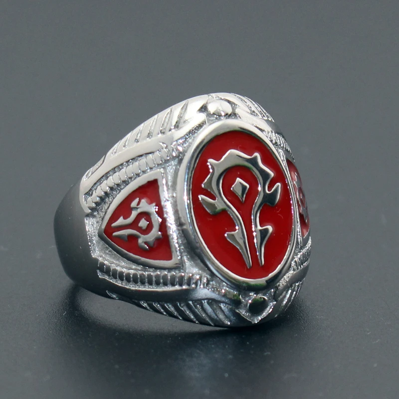 Stainless Steel World of Warcraft Horde Men Jewelry Ring US Sizes 8~13# US Stock