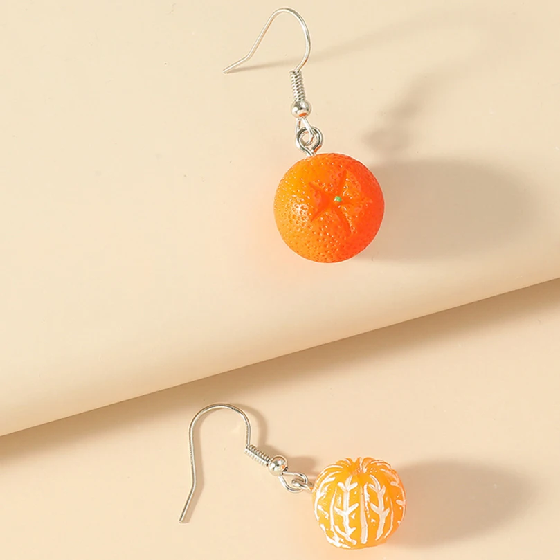 Girls Unusual Earing Orange Fruit Drop Hanging Earrings Women For Teen Funny Female Ear Rings Jewelry Gift Stainless Steel