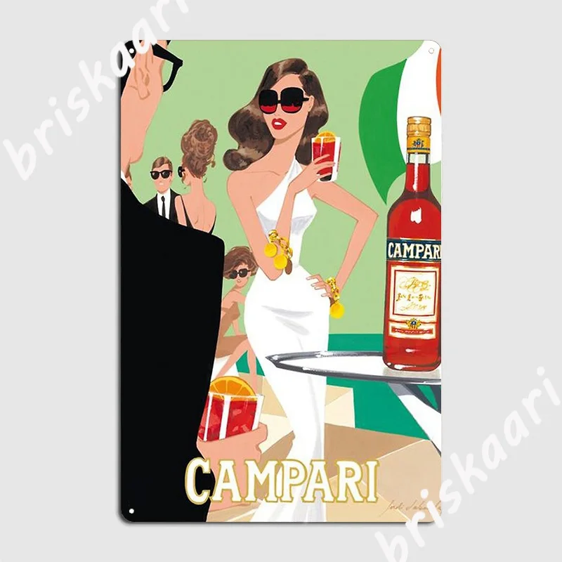 Coasts Aperitif Advertisement Poster 1970 Campari Vintage Cordial Italian Riviera Amalfi Metal Sign Party Classic