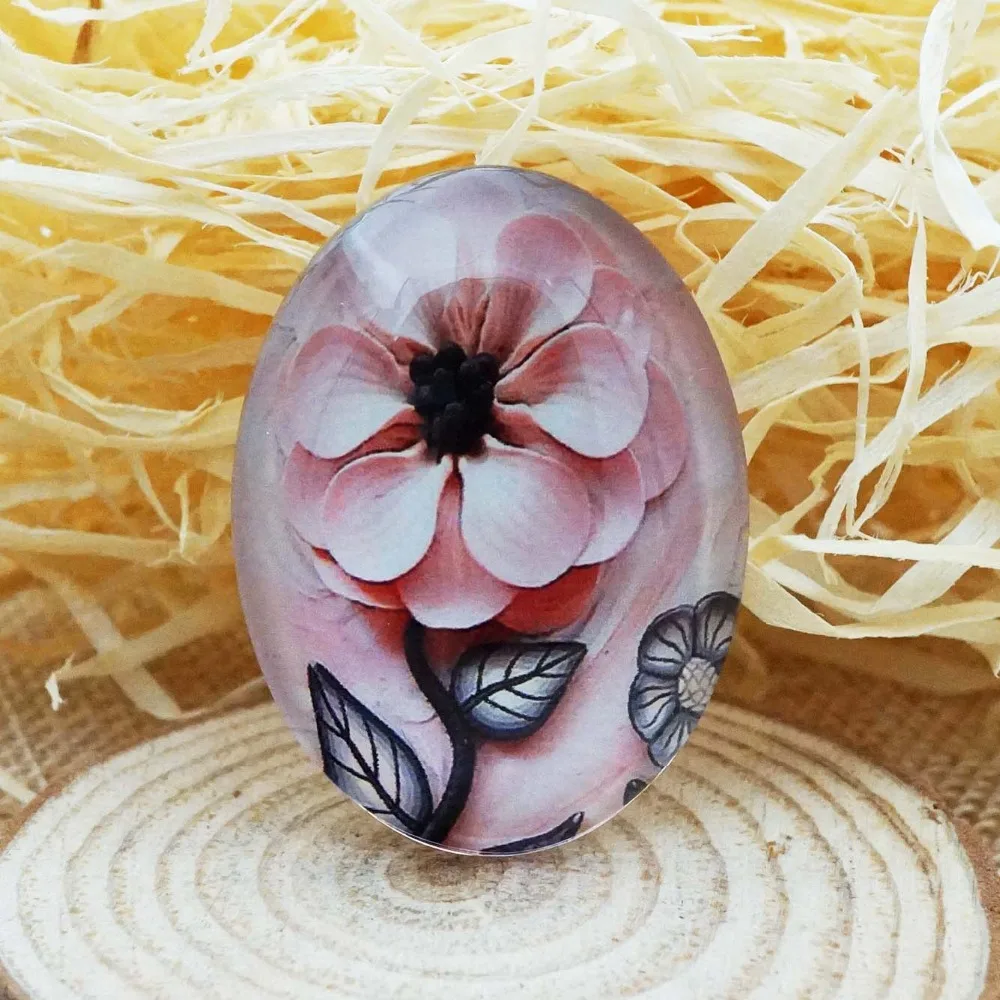 oval 13x18mm 18x25mm 30x40mm sunflower Glass Cabochon for bracelet necklace earring rings brooch DIY Jewelry hand made supply