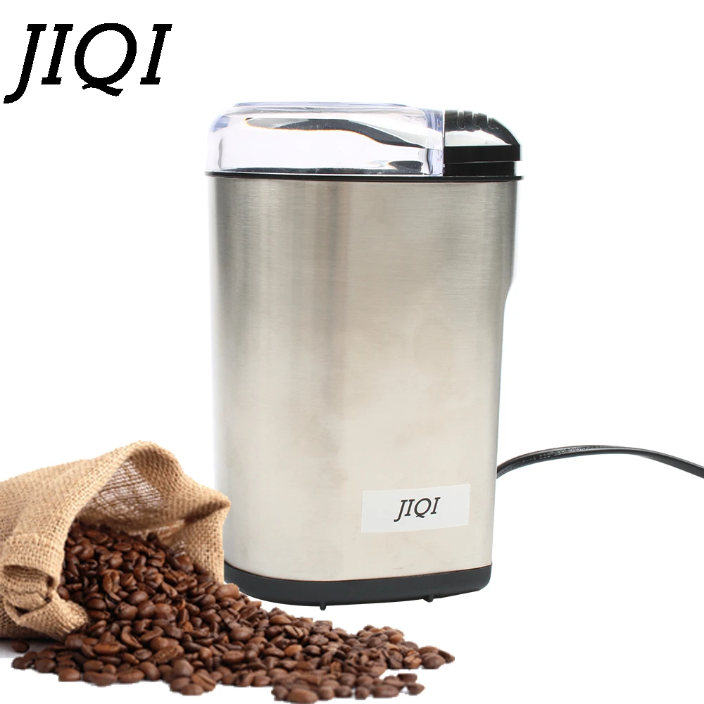 JIQI Stainless Steel Coffee Grinder stainless steel Mill Herb Nuts Coffee Bean Grinding Machine Rapid Mill Crusher 220V EU plug