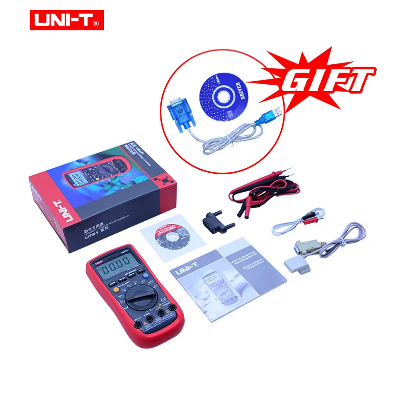 UNI-T UT61E Digital Multimeter True rms Auto Range UT61B/C/D/E AC DC Meter Data Hold Multimetro 9V Rechargeable Battery