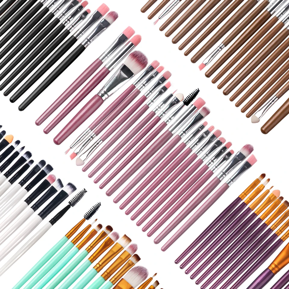 Pinceaux de maquillage pour fond de teint en poudre cosmétique, manche en plastique, pinceau souple synthétique, outil de maquillage, 5 pièces, 7