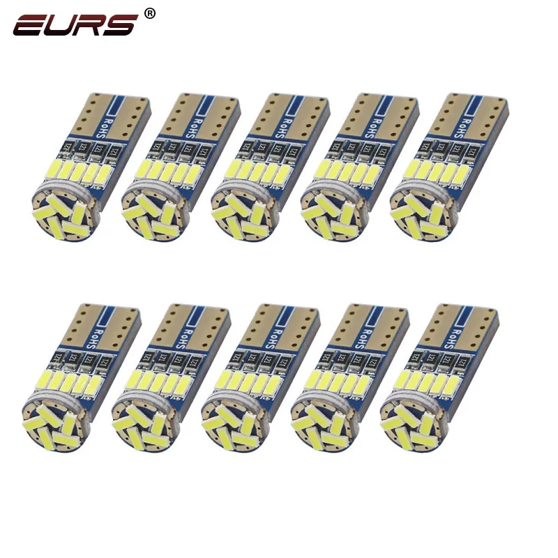 EURS 10PCS T10 Car Led 194 W5W LED 168 4014 15SMD Car Super Bright Turn Side License Plate Light Lamp Bulb White DC 12V For Car