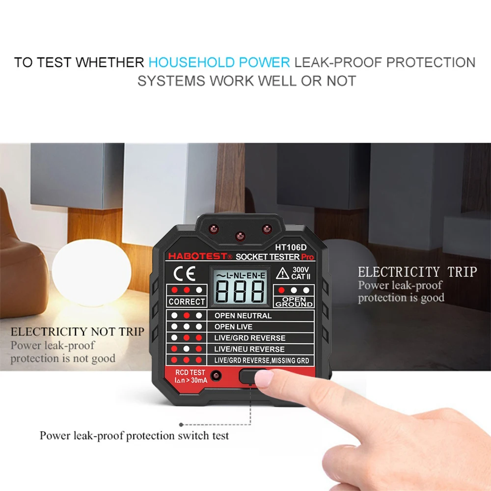 Habotest-ht106bht106d ht106e電圧テスター,euプラグ検出器,接地ゼロライン,極性フェーズチェック