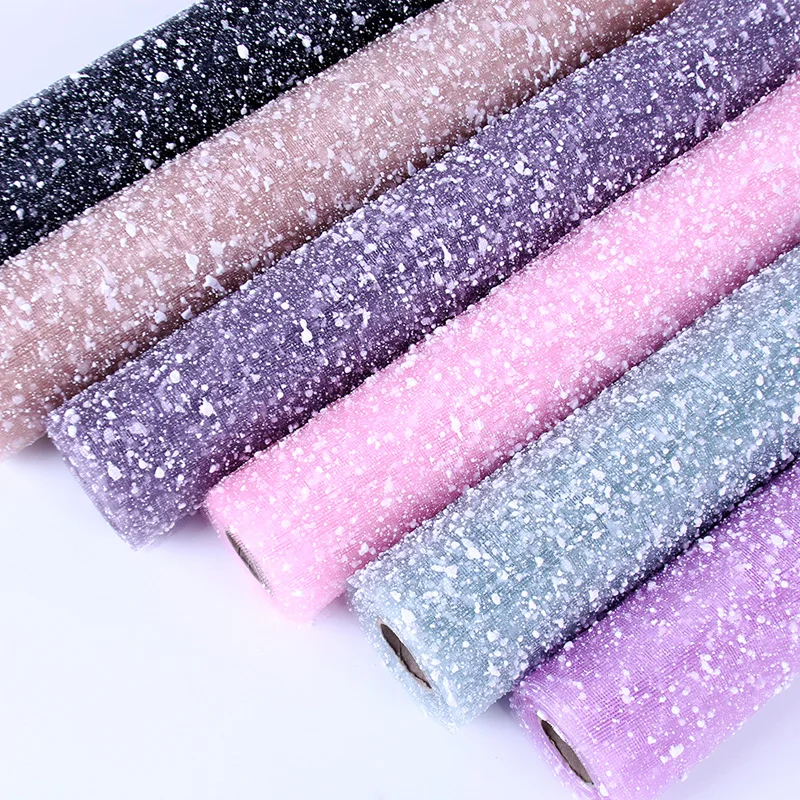 1M Color Snowflake Gauze Yarn Flower Wrapping Paper DIY Scrapbook Materials Wedding Birthday Party Decoration Florist Supplies