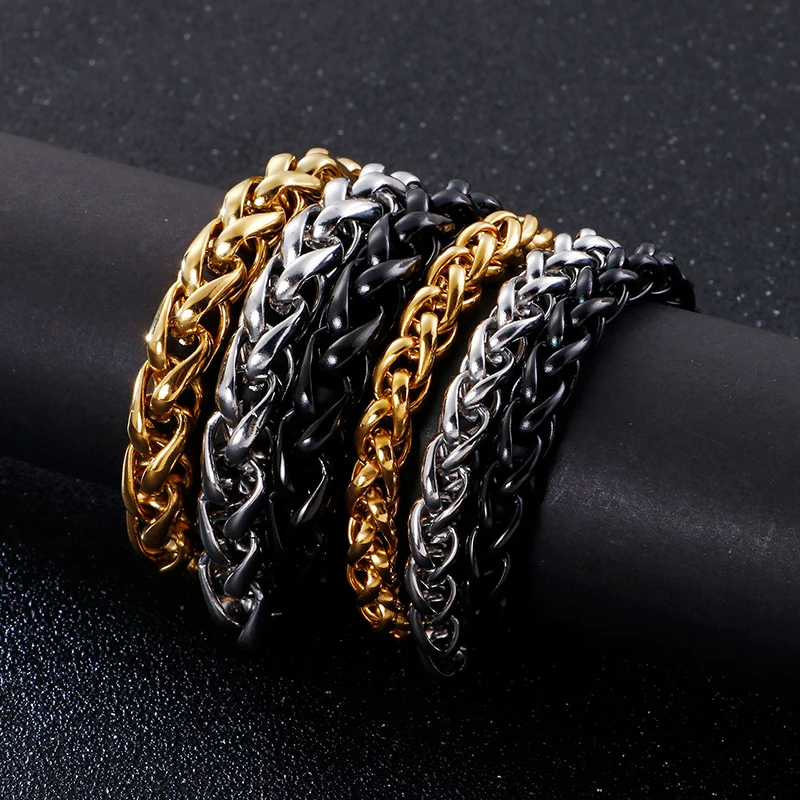 KALEN 8mm  10mm Width Chain Bracelet 16-25cm GoldBlack Link Chain Bracelets for Women Men Fashion Jewelry