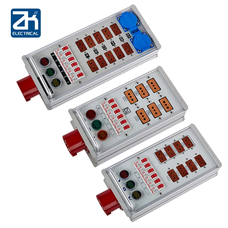 Stage lighting power supply box wedding lighting 40A 10A bakelite plug with voltmeter 6-way silicon box junction box