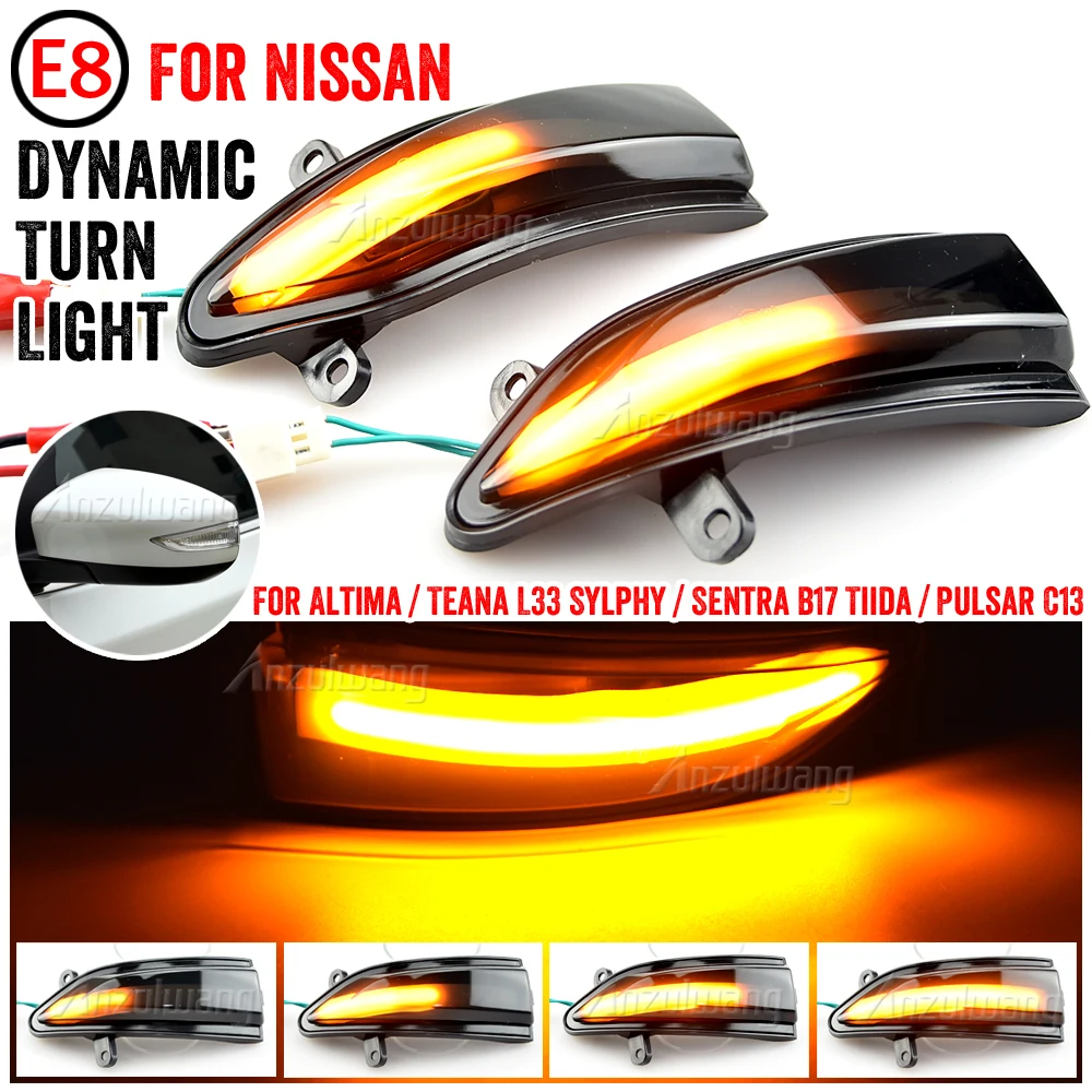 닛산 Tiida Pulsar C13 Altima Teana L33 2013 2018 Sylphy Sentra B17 LED 턴 시그널 라이트 미러 화살표 용 2pcs Dynamic blinker