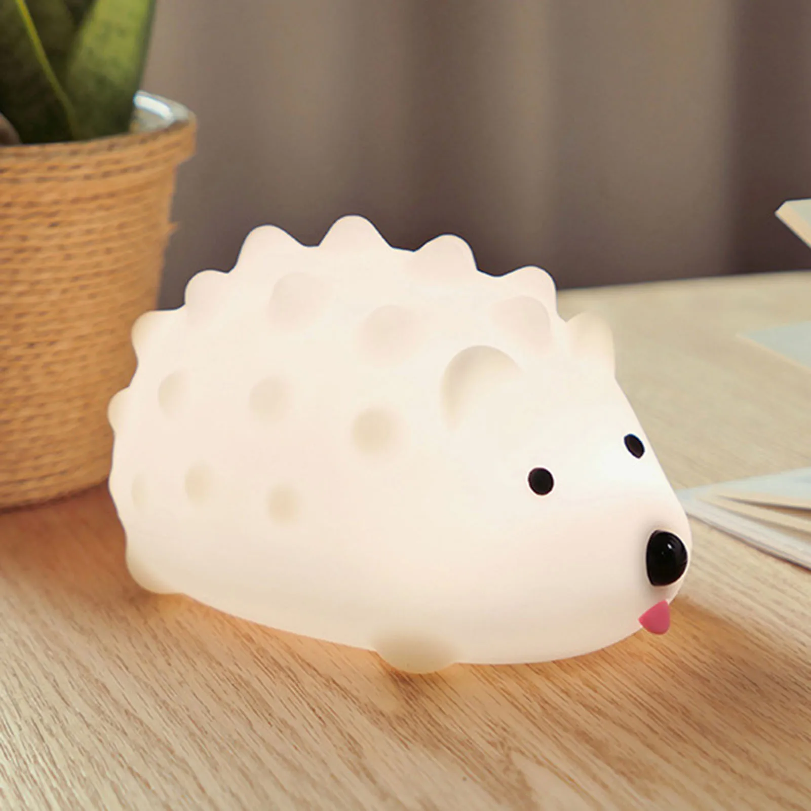 Hedgehog Night Light Led Rechargeable Silicone USB Children Cartoon Remote Control Home Led Bedside Light Lamp Small Ornaments