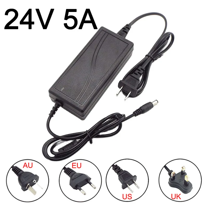 24V 5A 5000ma Power Supply AC DC Adapter Converter charger 100-240VLed Transformer Charging  24volt for LED Light CCTV camera