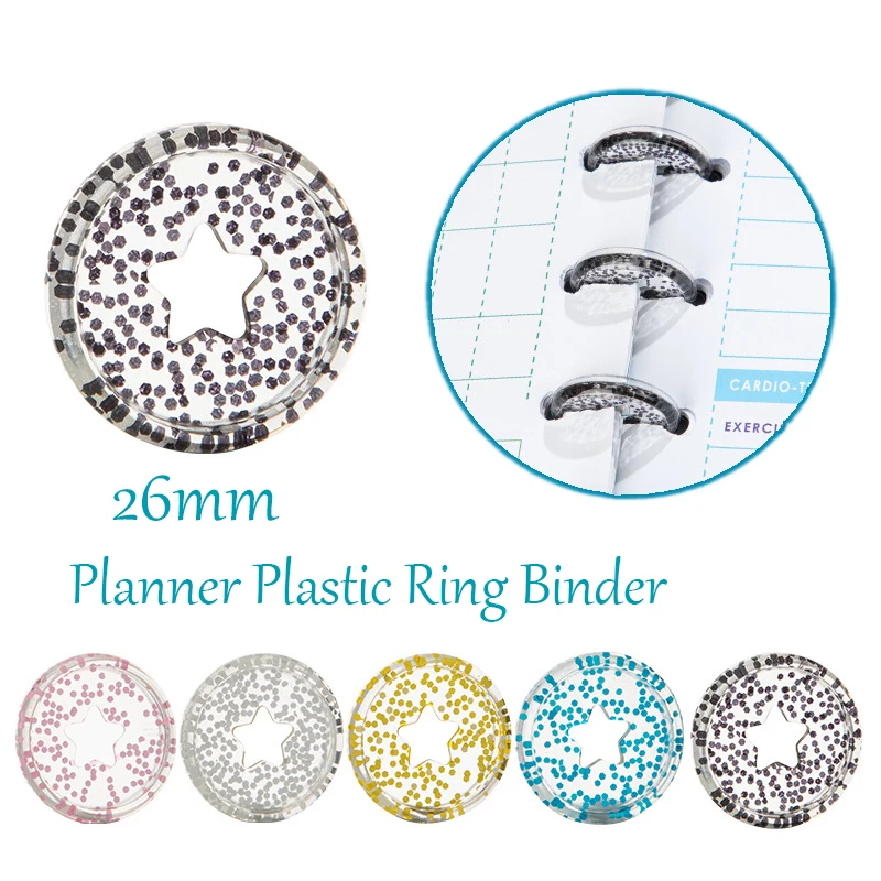 16pcs 26mm Plastic Ring Binder Planner Screw Discs Binder Notebook Binding Discs Loose Leaf Ring Binding Buckle Office Supplies