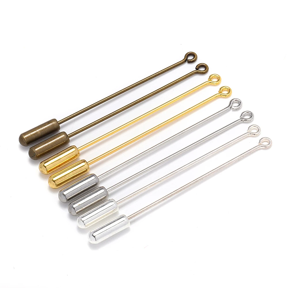 20pcs 5cm/7cmLong Brooch Pins Base Eye Hoop Pin Brooch with Cap Stopper Setting for DIY Jewelry Making Safety Brooch Accessories