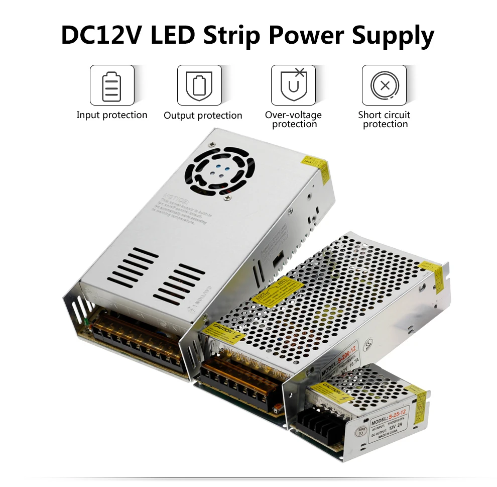 Power Supply DC12V 1A 2A 5A 8.3A 10A 15A 16.7A 20A 25A 30A 33A 40A 50A lighting Transformers LED Driver For LED Strip Switch