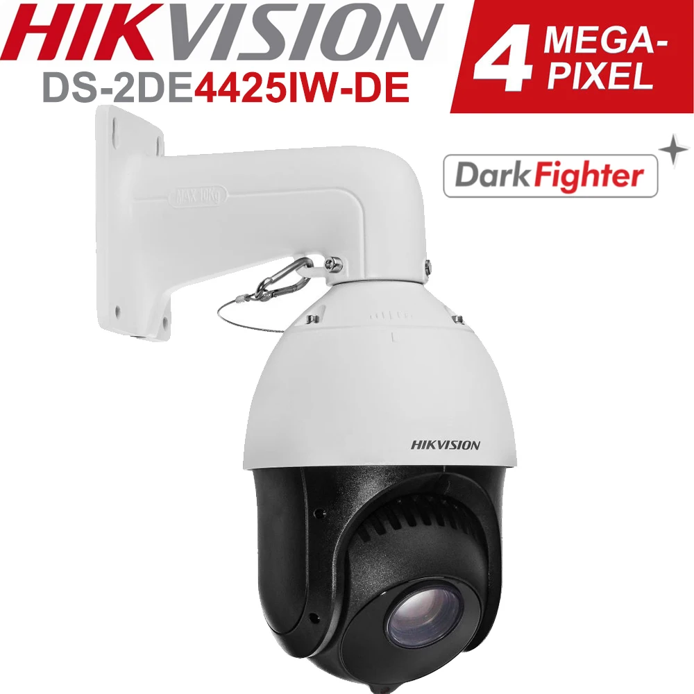 hikvision IP PTZ Camera H.265+ 4MP DS-2DE4425IW-DE 25X Powered by DarkFighter Speed Dome PTZ Camera 100m Audio With Wall Mount