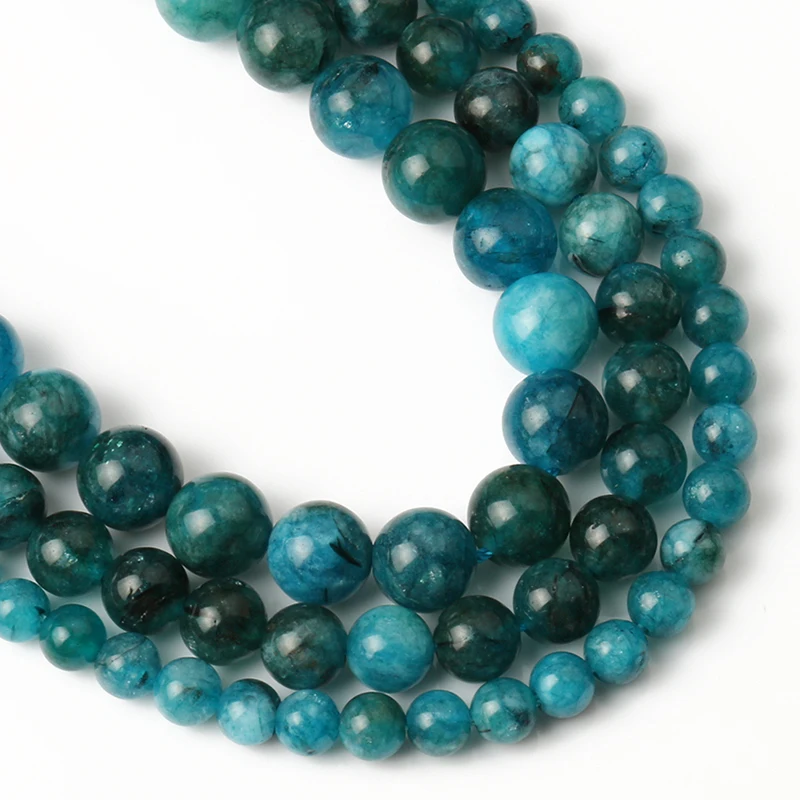 6/8/10mm perline di Apatite blu pietra naturale perline rotonde allentate per gioielli che fanno braccialetti fai da te Erarings perline minerali da 15 pollici