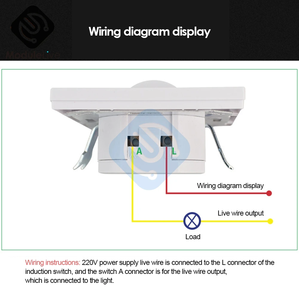 Smart Pir Motion Sensor Switch Ac 110-240V Verzonken Infrarood Auto Controle Op/Off Wall Switch Menselijk lichaam Inductie Detector Test