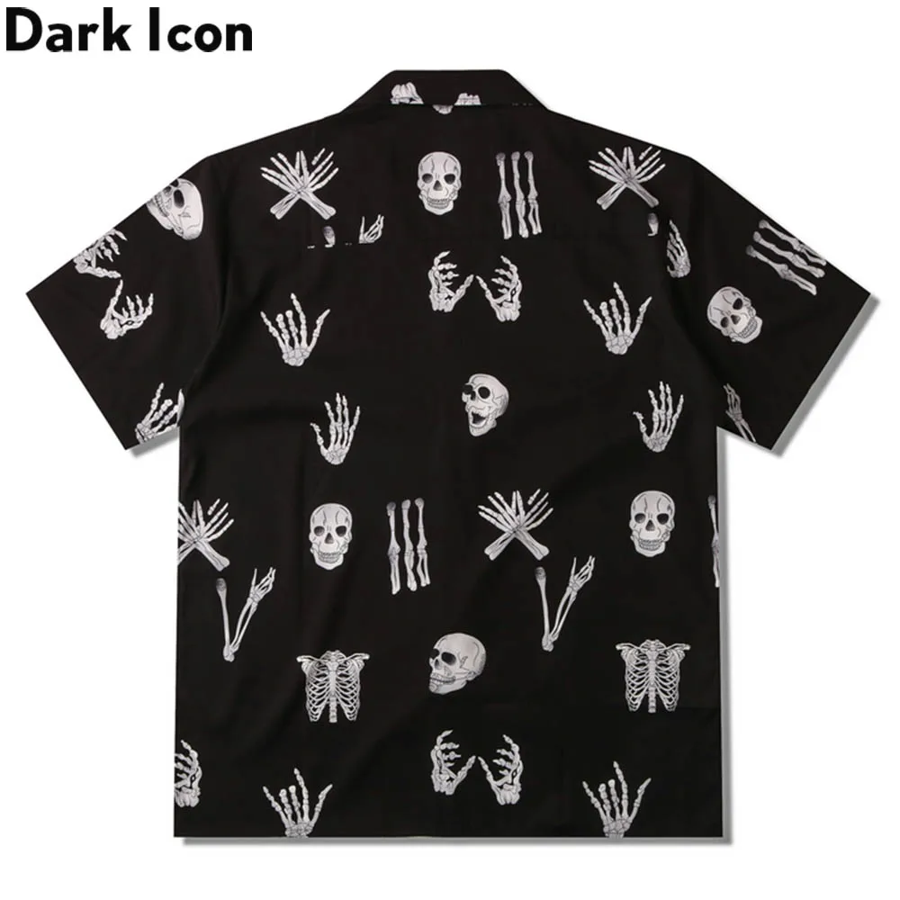 Dark Icon Skeleton Polo Shirt Men Summer Vintage Street Men's Shirts Man Blouse