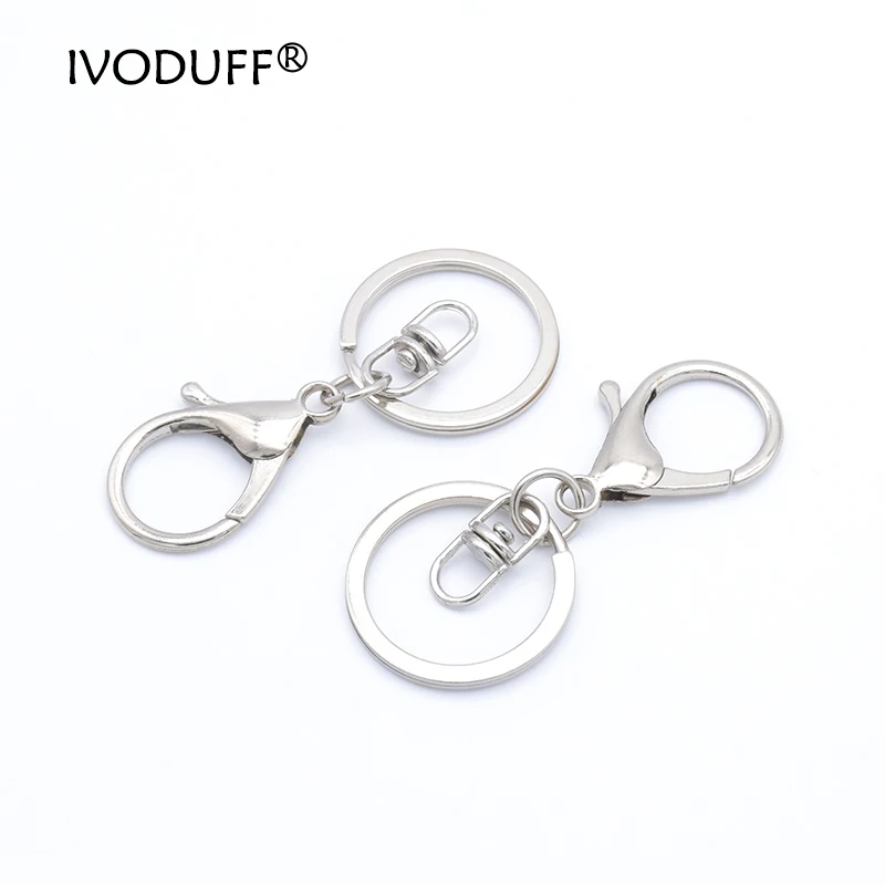 5x  30mm Flat Key Ring With Lobster Popular Classic Plated Lobster Clasp Key Holder Chain Jewelry Making For Keychain