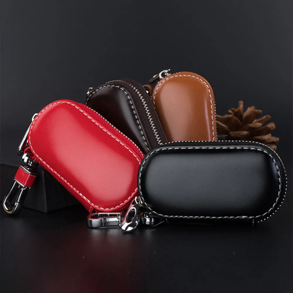 Key Case Multi-function Leather Car Key Bag For Faraday Cage Keyless Entry Key Fob Pouch Car Key Security Accessories