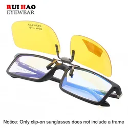 Night Polarized Clip on Sunglasses Can be Flip Up Yellow Sun Glasses Clip Driving Eyeglasses Sunglasses Clip Alloy Bridge