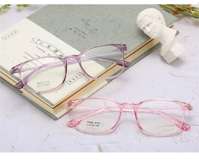 Tr90 quadratische kurzsichtige Brille mit Grad Frauen Männer Retro klarer Spiegel kurzsichtige Brille 0 -0.5 -1.0 -1.5 bis -6.0 transparent – Detail 3