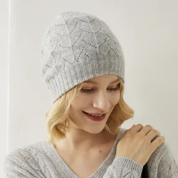 100% cappello da copricapo lavorato a maglia in Cashmere di capra donna 2021 vendita calda cappelli morbidi caldi più spessi per ragazze inverno autunno 4 colori cappello moda