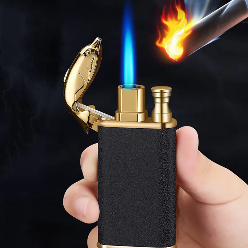 VIP Dropshipping Creative Dragon Double Fire Lighter Jet Flame Open Fire Windproof Inflatable Crocodile Lighter Men\'s Gift