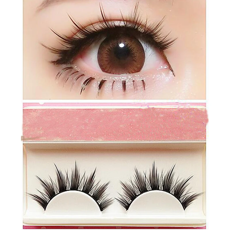 Natural Long Cosplay Makeup Cross Strip False Eyelashes Black Eye Lashes 1pair