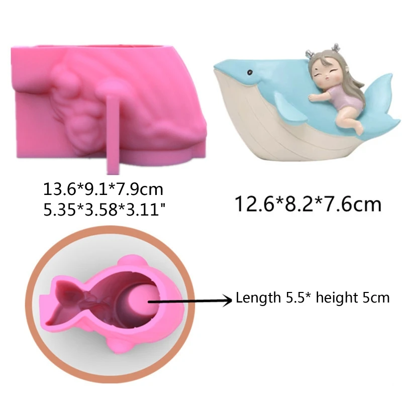 Nette Whale Blumentopf Silikon Form Beton Harz Gips Vase Form DIY Halter Zement Pflanzer Werkzeuge Ornament Tisch A5KE – Detail 6