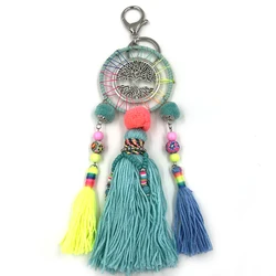 New handmade bohemian Car Key Chain Lanyards Key Ring Key Finders fringe Tassel tree life Pendants Bag Rings KeyChain for women