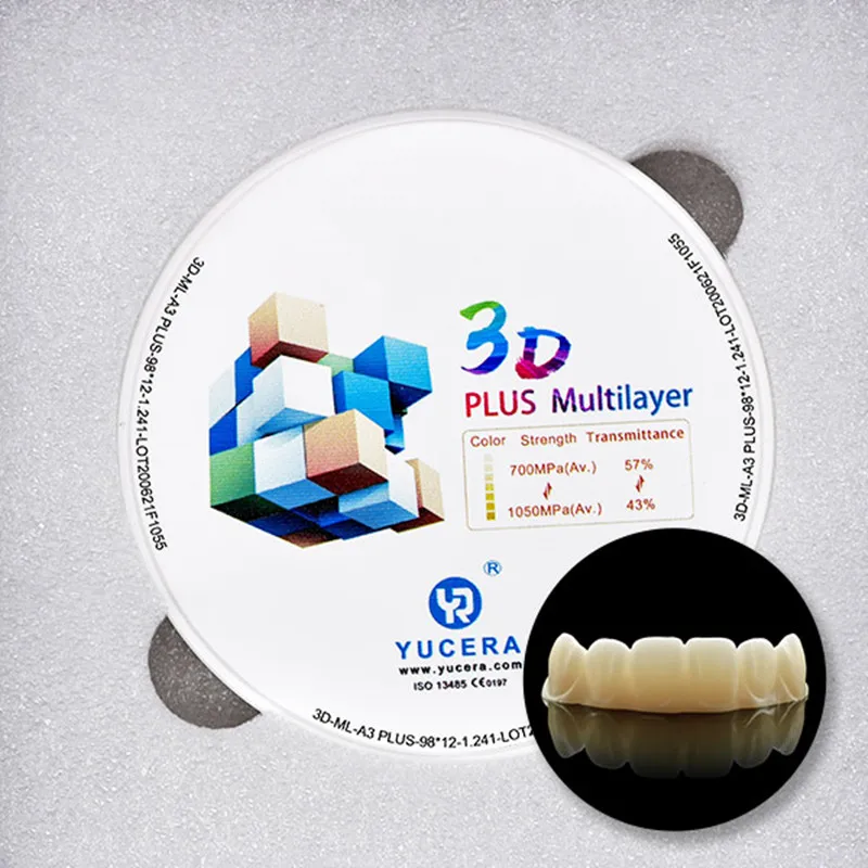 Yucera OEM Dental Zirconia Blocks Multilayer Zirconia Crowns 3d CADCAM 3D pro Multilayer Zirconia Blocks for Dental Lab