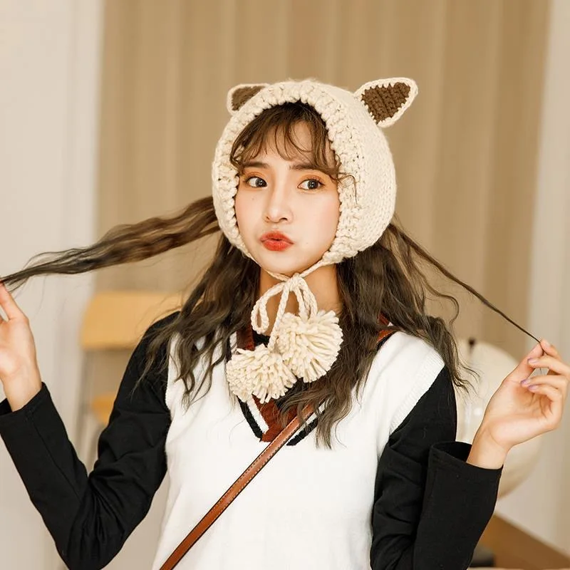 Wool Earmuffs Women Autumn Winter Warm Lovely Fox Ears Warm Knitted Ear Cover Fashion Girl Sweet Lovely Korean Winter Head Cover