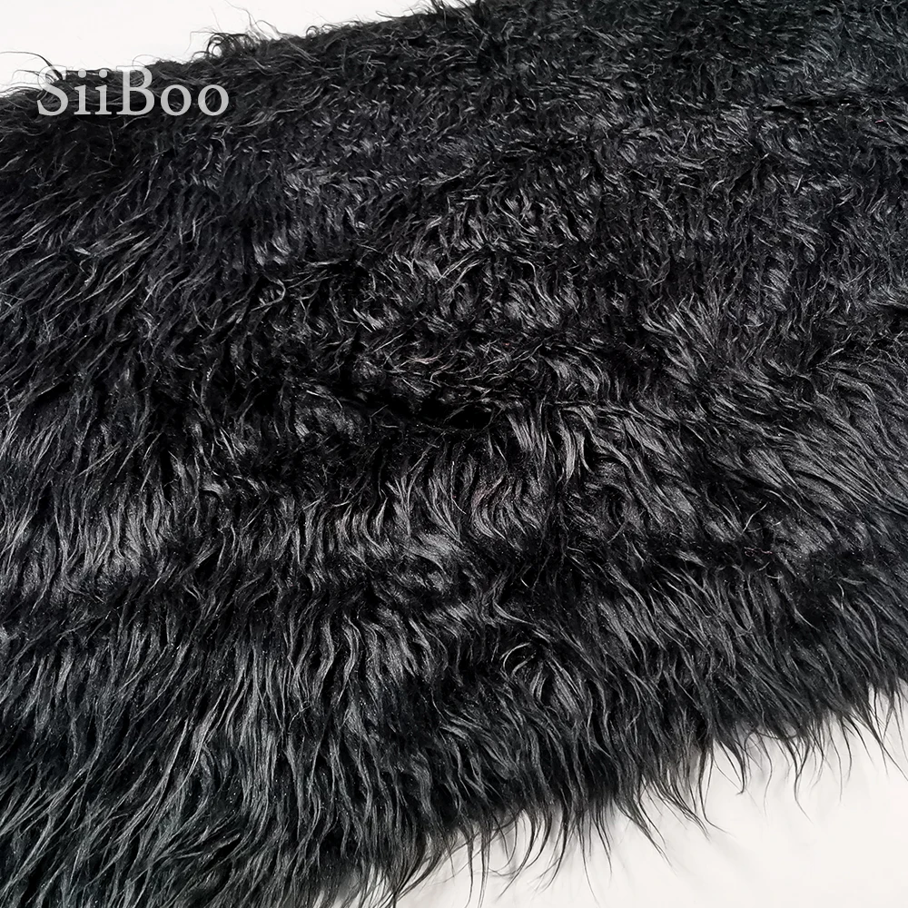 5cm Black long pile fluffy faux mongolian fur fabric newborn baby photography props fake tibet sheep fur tissu 150*50cm SP710