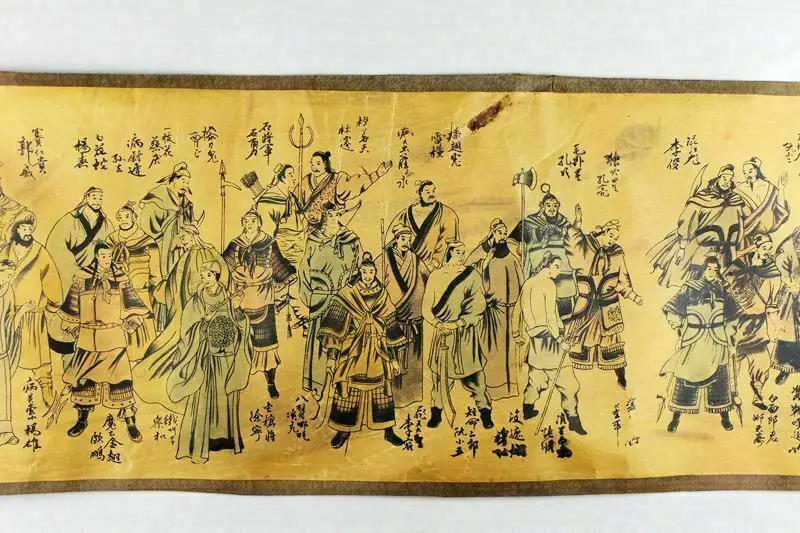 Old Chinese calligraphy painting scroll “Heroes of the Water Margin” painting