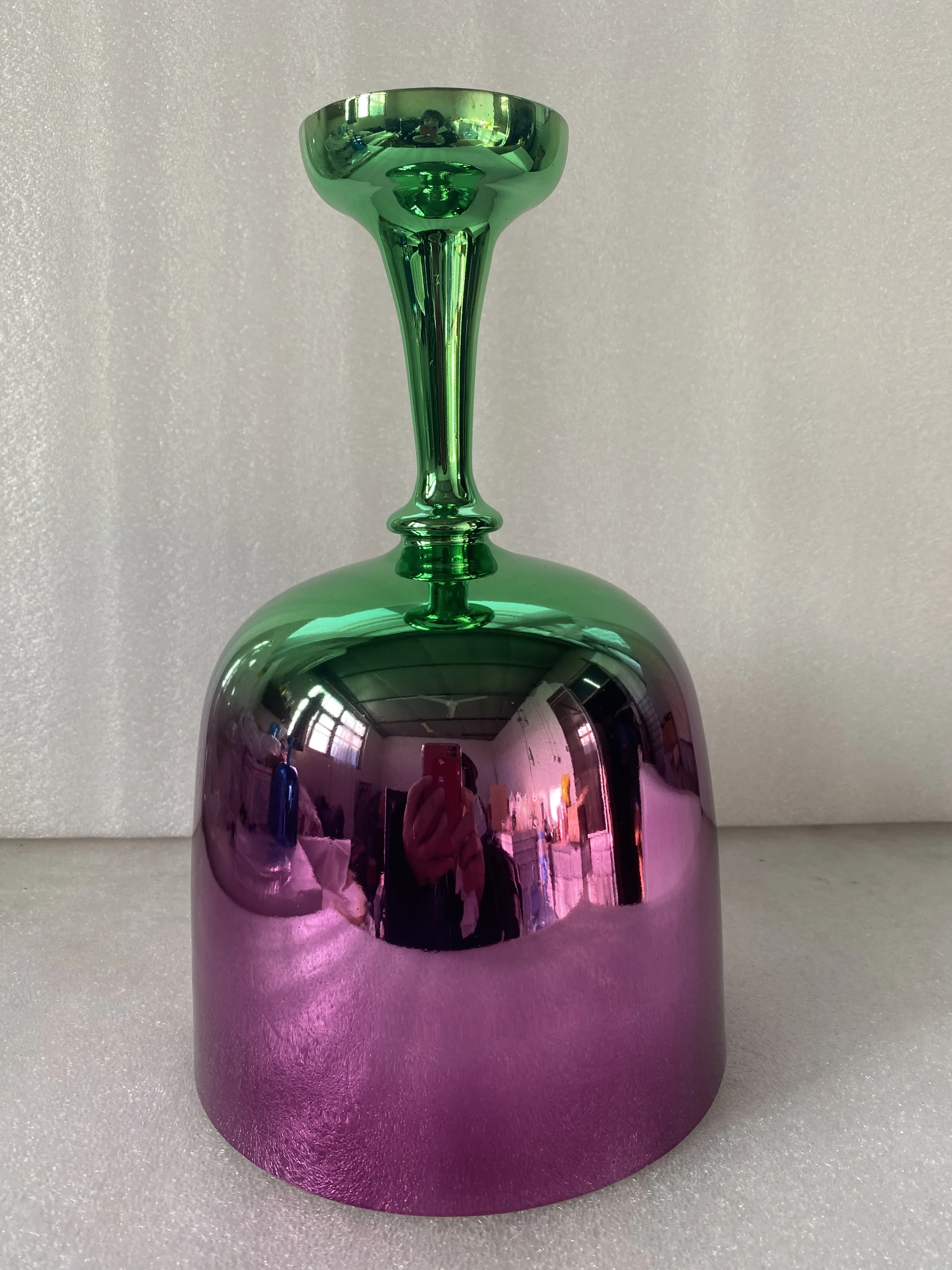 Mixed color chalice purple & green 3rd octave B note Crown chakra 432Hz for sound healing.