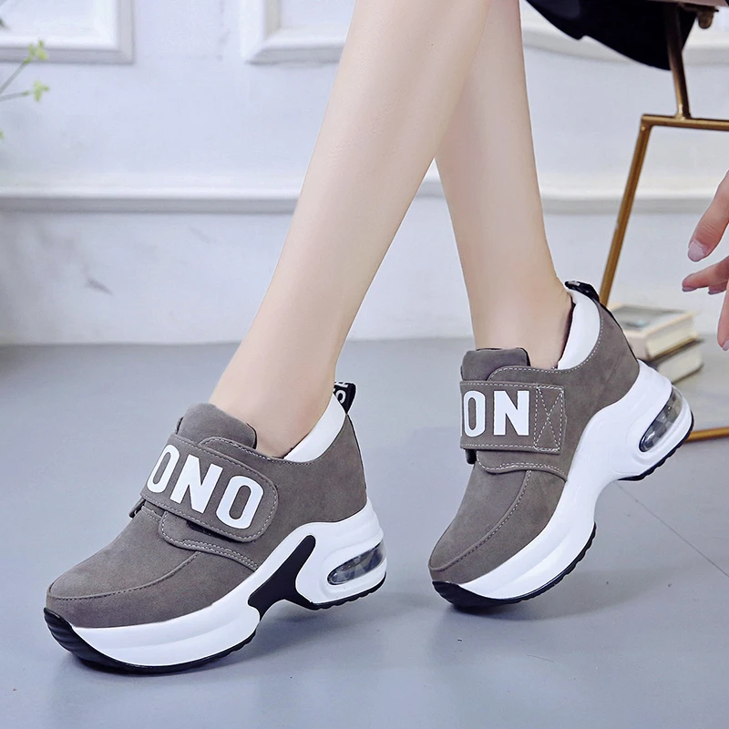 Women Platform Wedge heels casual shoes Suede Hook Loop High Heel Autumn Casual Shoes Height Increasing Woman Outdoor shoes